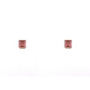 Brinco Infantil Segundo Furo de Turmalina Rosa e Ouro Amarelo 18k Delicado (B12915M02036n)