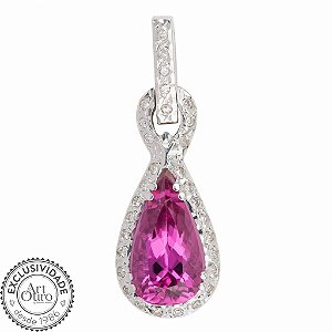 Pingente  Ouro 18k - Turmalina Rosa - Pedra Preciosa - Admirável