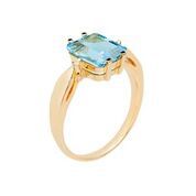 Anel De Ouro 18k - Topázio Azul - Pedra Preciosa - Glamurosa