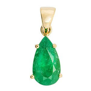 Pingente de Ouro - Esmeralda - Pedra Preciosa - Gota - Exuberante