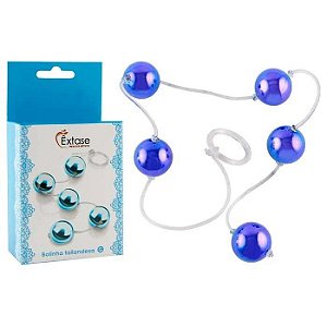 BOLINHA TAILANDESA METALIZADA AZUL 2CM 05 BOLINHAS
