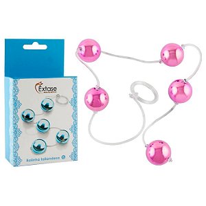 BOLINHA TAILANDESA METALIZADA ROSA 2CM 05 BOLINHAS