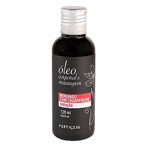 ÓLEO DE MASSAGEM CORPORAL MORANGO COM CHAMPANHE 120ML FEITIÇOS