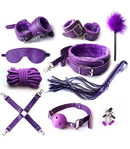 KIT FETICHE SADO BDSM COM 10 PEÇAS - LILÁS