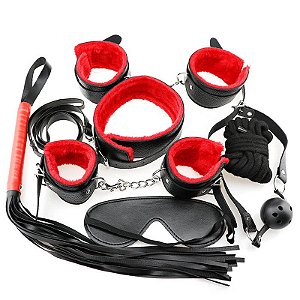 KIT BONDAGE COM 7 PEÇAS COM FORRO EM PELÚCIA – SD-217