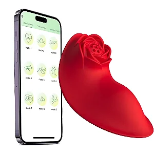 VIBRADOR DE CALCINHA POR APLICATIVO COM TEXTURA DE ROSA