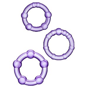 KIT 3 ANÉIS COM NÓDULOS MASSAGEADORES ROXO