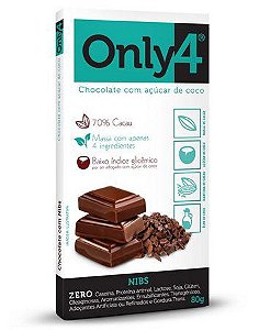 Chocolate Only4 70% Cacau com Nibs 80g 