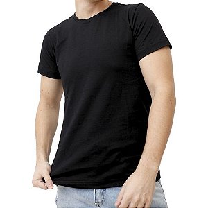 Camiseta Básica Masculina Preta Lisa 100% Algodão P/M/G/GG/XG/XGG