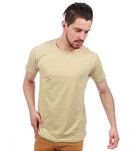 Camiseta Básica Masculina Bege Lisa 100% Algodão P/M/G/GG/XG
