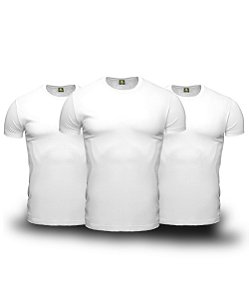 Kit 3 Camisetas Básicas Masculina Branca Lisa 100% Algodão P/M/G/GG/XG/XGG