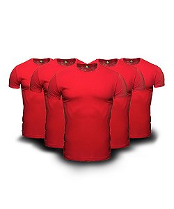 Kit 05 Camisetas Básicas Vermelhas
