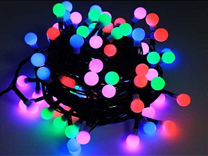 Varal Luzes Colorido Iluminação Pisca/fixo 100 Bolinhas