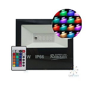 Refletor Led Holofote SMD 50w Rgb Colorido Prova D'água Controle