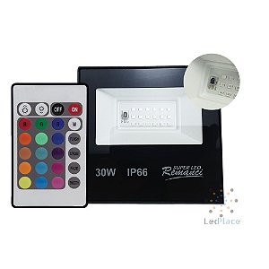 Refletor Led Holofote SMD 30w Rgb Colorido Prova D'água Controle