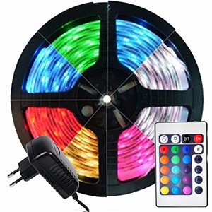 Fita de Led Colorida RGB 50x50 Completa com fonte e controle Completa