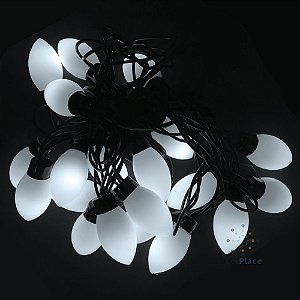 Pisca Fixo 20 Led Natal Led Branco Frio Prova D'água Fio Preto 220V