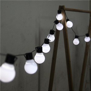 Cordão Fio De Luz Luminária 20 Bolas Branco Frio Luz Fixa 220V