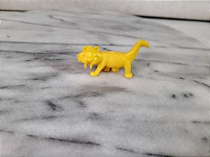 Anos 80, miniatura de vinil estática de tigre dente de sabre amarelo dos Flintstones coleção Danone Chambourcy