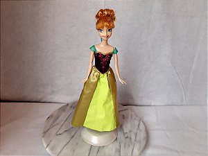 Boneca princesa Anna do Frozen - Disney de coque com  adereço girassol  28 cm