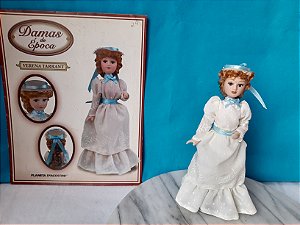 Boneca de porcelana articulada, Verena Tarrant, coleção damas de época de Agostini 20 cm