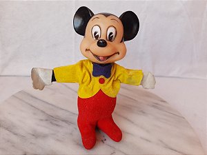 Anos 40, vintage Mickey de pano, feito no Japão , Walt Disney productions. 17 cm