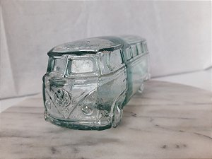 Baleiro Kombi de vidro reciclado com tamas de plástico e alumínio da Tok & Stock 19 cm de comprimento