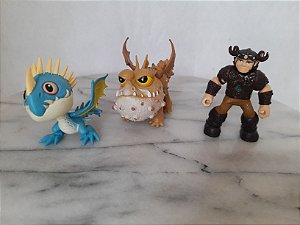 Miniatura de vinil DreamWorks personagens do como.treinar o seu seu dragão; stormfly, meatlug e Snotlout Jorgensen