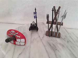 Playmobil medieval, expositor de armas e canhões que atiram