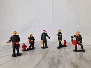 Miniatura de vinil estática de figuras de bombeiro, 4,5 a 5,5 cm de altura