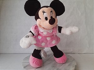 Pelúcia de Minnie rosa flexível que fica em pé sem apoio 34 cm,  Disney store, usada