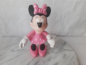 Boneca Minnie rosa de vinil articulada na cabeça, braços, cintura e virilha , Disney  18 cm, usada