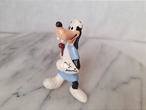 Miniatura Disney de vinil Pateta de braço e perna quebrados com autógrafos de Minnie e Mickey, marca Bully