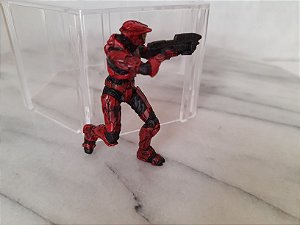 Mini boneco Red Spartan do Halo,  de vinil.articulado na cintura e no tornozelo do pé direito 6 cm
