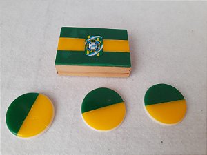 Futebol de botão da Seleção,  lote de 3 botões (3,5cm de diâmetro) e um goleiro
