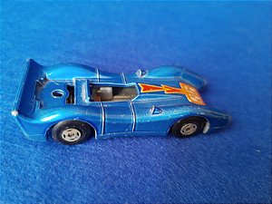 Miniatura Matchbox Lesney 1971 número 81, carro de corrida Blue shark faltando o piloto