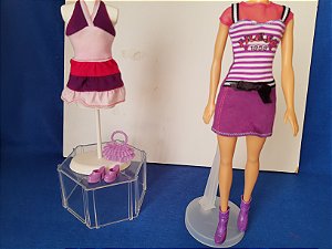 Vestidos, sapatos e bolsa Barbie Fashion Lilás