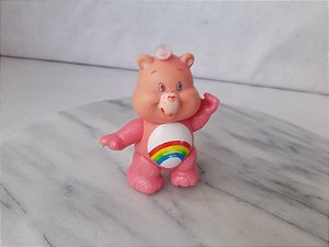 Anos 80, ursinhos carinhosos de vinil rosa arco íris 8 cm