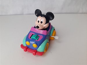 Brinquedo a corda Disney, Mickey no carrinho azul , 9 cm usado