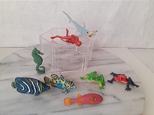 Miniatura de peixe Angel Fish e mandarin fish da Play Visions 1998, 6 cm  ,cavalinho do mar, sapos , tubarão e mergulhador