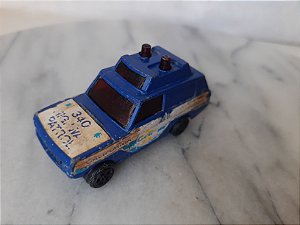 Anos 80, Miniatura Corgi Kiko  Ind. brasileira Land Rover azul Highway Patrol, usado