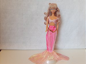 Boneca Barbie cabelos lilás com brilho , Magic hair mermaid vestida de fountain mermaid, ambas de 1993