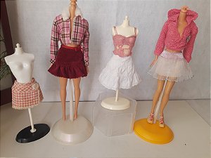 Lote de roupas da Barbie fashion fever tom rosa xadrez