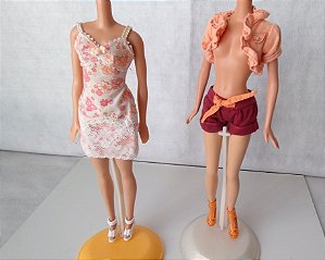 Vestidos  e shorts da Barbie fashion cartela pêssego
