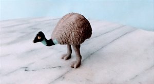 Miniatura de vinil estática de emu, avestruz australiana, 7 cm de comprimento e 5 cm de altura, usada