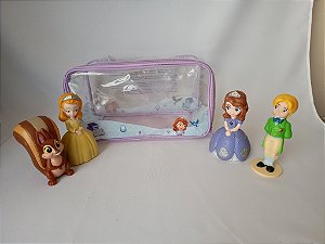 Bonecos de borracha para hora do banho princesa Sofia e outros 3 (10 a 13cm) , na bolsa