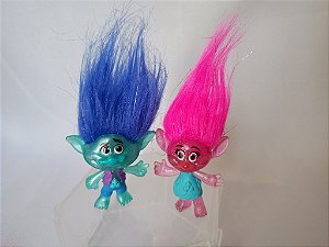 Trolls Poppy e Tronco glitter  DreamWorks, 6 cm + 5cm.de cabelo , usados