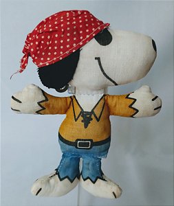 Snoopy pirata de pano, dito ser dos anos 60, 14 cm