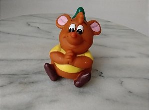 Miniatura Disney de vinil ratinho Gus de mãos juntas,  da  Cinderela, marca Mimo.  6 Cm