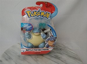 Pokémon Blastoise deluxe Action, Battle feature figure, zerado, na embalagem com dano
